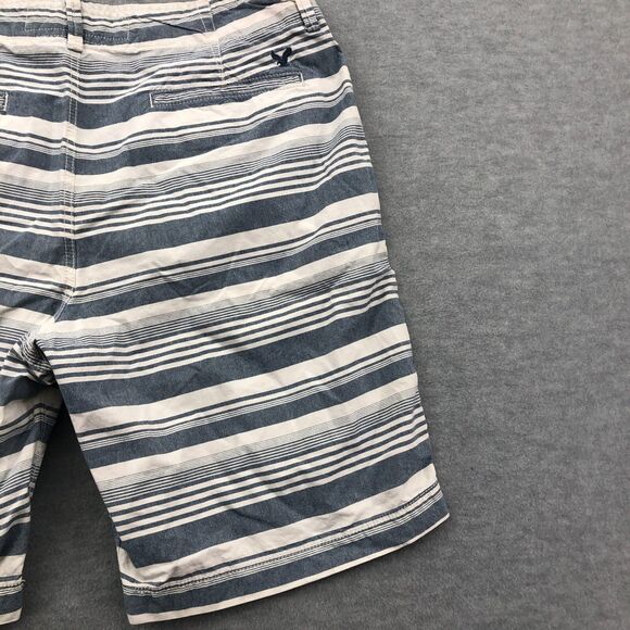 American Eagle Shorts Mens Size 36 Classic Fit Striped White Blue 9" Inseam - Picture 13 of 14